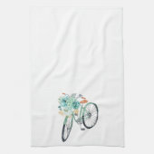 Aqua Blue Floral Bicycle Farmhouse Theedoek (Verticaal)