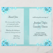 Aqua Blue Floral BiFold Wedding Programme Modèles (Devant)