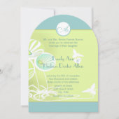 Aqua Blue Floral Bumble Bee Faire-part de mariage (Devant)