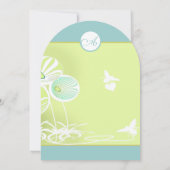 Aqua Blue Floral Bumble Bee Wedding Invitation Kaart (Achterkant)