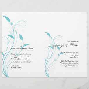 Aqua Blue Floral Filigree Programme de mariage