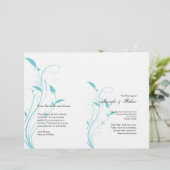 Aqua Blue Floral Filigree Programme de mariage (Debout devant)