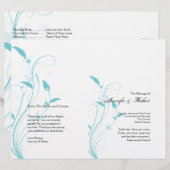 Aqua Blue Floral Filigree Programme de mariage (Devant / Derrière)