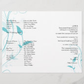 Aqua Blue Floral Filigree Programme de mariage (Dos)