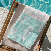 Aqua Blue Floral gepersonaliseerde William Morris  Strandlaken