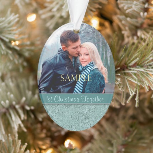 Aqua Blue Floral Swirl Premier Modèle de Noël (Arbre)