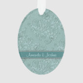 Aqua Blue Floral Swirl Premier Modèle de Noël (dos)