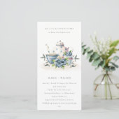 Aqua Blue Floral Teapot Cup Couples Invitation de  (Debout devant)