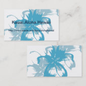 Aqua Blue Floral Visitekaartje (Voorkant / Achterkant)