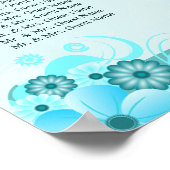 Aqua Blue Floral Wedding Table Seating Charts Poster (Hoek)