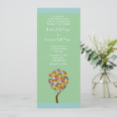 Aqua Blue Flower Love Tree Weddenation Kaart (Staand voorkant)