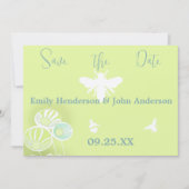 Aqua Blue Flowers and Bees Wedding Invitation Save The Date (Voorkant)