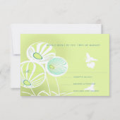 Aqua Blue Flowers and Bees Wedding Response RSVP Kaartje (Voorkant)