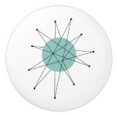 Aqua Blue Franciscan Starburst Mid Century Modern Keramische Knop (Voorkant)