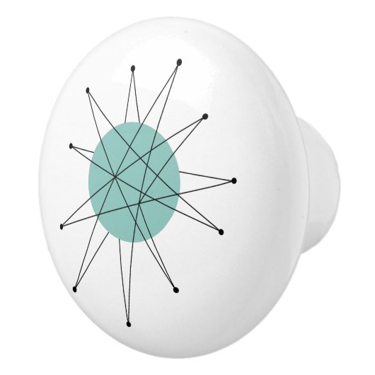 Aqua Blue Franciscan Starburst Mid Century Modern Keramische Knop (Rechts)