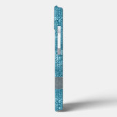 Aqua Blue Geometric Glitter Pattern Monogram Case-Mate iPhone Case (Achterkant / Links)