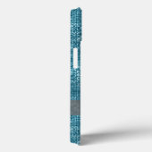 Aqua Blue Geometric Glitter Pattern Monogram Case-Mate iPhone Case (Achterkant / Rechts)