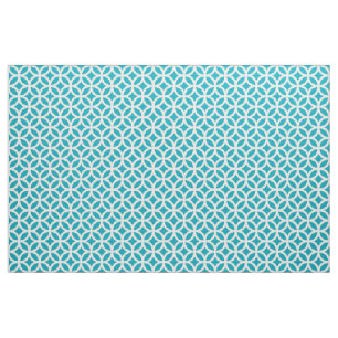 Aqua Blue Geometric Pattern Fabric Stof