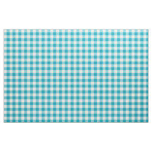 Aqua Blue Gingham Pattern Fabric Stof