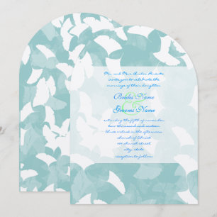 Aqua Blue Ginkgo Leaves Wedding Uitnodiging