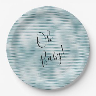 Aqua Blue Glam Stripes Papieren Bordje