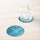Aqua Blue Glam Tinsel Stripes Kartonnen Onderzetters (Insitu)