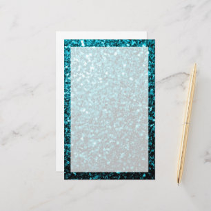 Aqua blue glanzend glitter briefpapier