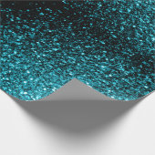 Aqua blue glanzend glitter cadeaupapier (Hoek)