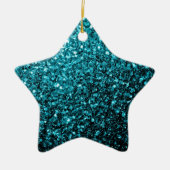 Aqua blue glanzend glitter keramisch ornament (Voorkant)