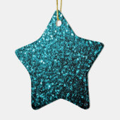 Aqua blue glanzend glitter keramisch ornament (Links)