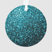 Aqua blue glanzend glitter ornament (achterkant)