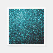 Aqua blue glanzend glitter servetten (Voorkant)