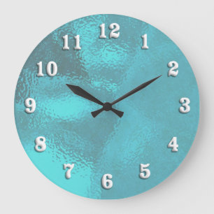 Aqua Blue Glass look Wall Clock Grote Klok