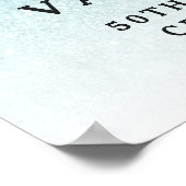 Aqua Blue Glitter Celebrate Custom Welkom Poster (Hoek)