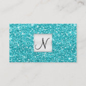Aqua Blue Glitter Chic Glam Glitzy Salon Spa Visitekaartje (Voorkant)