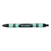 Aqua Blue Glitter Crayon Aangepaste naam Push Pen (Voorkant)