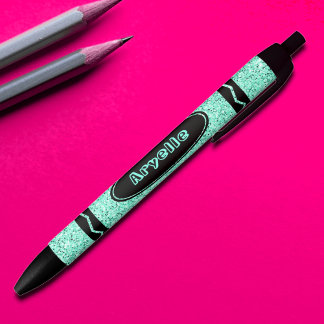 Aqua Blue Glitter Crayon Aangepaste naam Push Pen