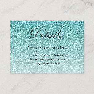 Aqua Blue Glitter Glam Behuizing Kaart