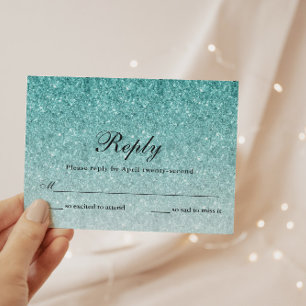 Aqua Blue Glitter Glam gepersonaliseerde antwoord