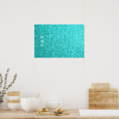 Aqua Blue Glitter met witte details Poster (Keuken)