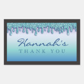 Aqua Blue Glitterende Drip Baby Shower Sticker (Voorkant)