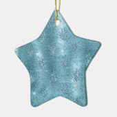 Aqua Blue Glitzy Glitter Peacock Feathers Keramisch Ornament (Links)