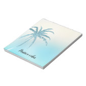 Aqua Blue Glitzy Sparkle Tropical Palm Tree Notitieblok (Gedraaid)