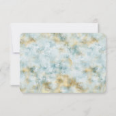 Aqua Blue Gold Abstracte RSVP Kaartje (Achterkant)