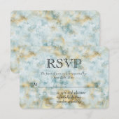 Aqua Blue Gold Abstrait RSVP (Devant / Derrière)
