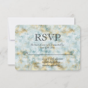 Aqua Blue Gold Abstrait RSVP