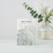 AQUA BLUE GOLD AGATE MARBLE KETTING DISPLAY CARD VISITEKAARTJE (Staand voorkant)
