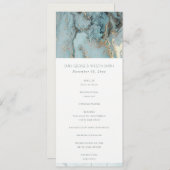 AQUA BLUE GOLD AGATE WEDDING CEREMONY PROGRAMMA (Voorkant / Achterkant)