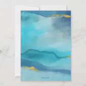 Aqua Blue & Gold Beach Invitation au mariage (Dos)
