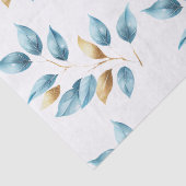 Aqua Blue Gold bladeren Tissuepapier (Detail)